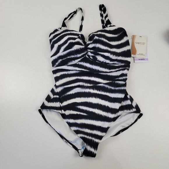 $134 Contours Coco Reef Sapphire Bra-Sized Underwire One-Piece Swimsuits 14/38 D - Picture 3 of 12